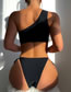 Fashion Black Mesh Splicing Strappy Two-piece Swimsuit