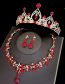 Fashion 6 Red Crown + Necklace Earpins Alloy Diamond Geometric Crown Earrings Necklace Set