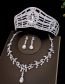 Fashion 2 Silver Crown + Necklace Earrings Alloy Diamond Geometric Crown Earrings Necklace Set