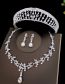 Fashion 1 Silver Crown + Necklace Earrings Alloy Diamond Geometric Crown Earrings Necklace Set
