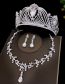 Fashion 4 Silver Crown + Necklace Earrings Alloy Diamond Geometric Crown Earrings Necklace Set
