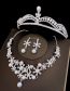 Fashion 6 Silver Crown + Necklace Earrings Alloy Diamond Geometric Crown Earrings Necklace Set