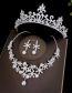 Fashion 5 Silver Crown + Necklace Earrings Alloy Diamond Geometric Crown Earrings Necklace Set