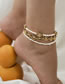 Fashion Gold Alloy Pearl Beaded Smile Anklet Set