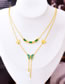 Fashion Green Necklace+earrings Titanium Steel Square Diamond Butterfly Earrings Necklace Set