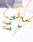 Fashion Green Necklace+bracelet Titanium Steel Square Diamond Butterfly Bracelet Necklace Set
