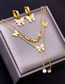 Fashion Green Three Piece Set Titanium Steel Square Diamond Butterfly Bracelet Earrings Necklace Set