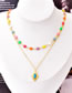 Fashion Necklace Titanium Steel Drop Oil Color Bead Water Drop Shape Turquoise Double Layer Necklace