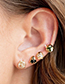 Fashion 6# Gold Plated Copper And Diamond Alien Helmet Geometric Earring Set