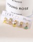 Fashion Gold Set Of 5 Copper Inlaid Zircon Princess Stud Earrings