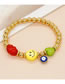 Fashion 1# Gold Plated Copper Beaded Conch Smiley Heart Oil Drip Eye Bracelet