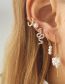 Fashion Gold Alloy Diamond Snake Pearl Earring Set