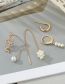 Fashion Gold Alloy Diamond Snake Pearl Earring Set