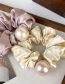 Fashion Korean Fans Satin Pearl Ruffle Scrunchie