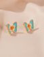 Fashion Gold Alloy Oil Painting Butterfly Stud Earrings