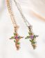 Fashion Rose Gold Copper And Diamond Leaf Wrap Cross Necklace