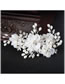 Fashion White Fabric Flower Pearl Hair Comb