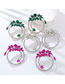 Fashion Green Alloy Diamond Layered Floral Round Stud Earrings