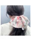 Fashion Watermelon Red Floral Fabric Floral Bow Ruffle Scrunchie