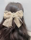 Fashion Apricot Polka Dots Fabric Diamond Bow Hair Clip