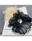 Fashion Large Black Ruched Fabric Scrunchie With Pearl-embellished Mesh