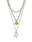 Fashion Gold Titanium Steel Geometric Beaded Conch Coco Layered Necklace