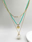 Fashion Gold Titanium Steel Geometric Beaded Conch Coco Layered Necklace