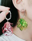Fashion Green Acrylic Diamond Petal Earrings