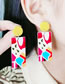 Fashion 2# Acrylic Print Geometric Oval Earrings