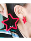 Fashion Rose Red Acrylic Pentagram Earring Set