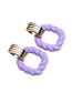 Fashion Purple Acrylic Painted Square Cutout Stud Earrings