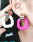 Fashion Apricot Acrylic Painted Square Cutout Stud Earrings