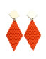Fashion Red Acrylic Rhombus Mesh Earrings
