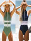 Fashion Green Polyester Zip Sleeveless One-piece Swimsuit