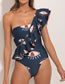 Fashion 5# Polyester Printed Cutout One-piece Swimsuit