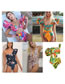 Fashion 2# Polyester Print Lace Up High Waist Two-piece Swimsuit