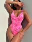 Fashion Pink Leopard Print Polyester Leopard One-piece Swimsuit