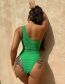 Fashion Green Solid Color Strappy Cutout One-piece Swimsuit