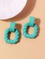 Fashion Green Plastic Twist Square Stud Earrings
