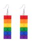 Fashion 4# Plastic Rainbow Brick Earrings