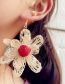 Fashion Big Red Rattan Flower Earrings