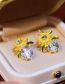 Fashion Gold Alloy Diamond Sunflower Hoop Earrings