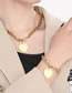 Fashion Gold Two Piece Set Titanium Steel Geometric Heart Bracelet Necklace Set