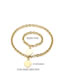 Fashion Gold Two Piece Set Titanium Steel Geometric Heart Bracelet Necklace Set