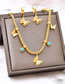 Fashion Necklace+bracelet Titanium Steel Round Blue Pine Frosted Butterfly Bracelet Necklace Set