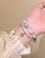 Fashion Bracelet - Blue Alloy Geometric Beaded Flower Bracelet