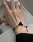 Fashion Bracelet - Black Alloy Pearl Round Bead Beaded Cat Bracelet
