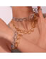 Fashion Cast Heart Hand-linked Hand Bracelet-steel Color Gold-plated Titanium Steel Openwork Heart Bracelet