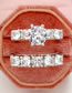 Fashion Silver Copper Inlaid Zirconia Geometric Ring Set