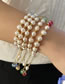 Fashion 3# Lake Blue Crystal Pearl Beaded Bracelet